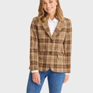 Vintage - Pure Scottish Wool Brown and Beige Plaid Brown Women's Blazer